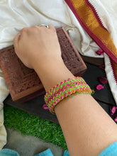 Kada Kundan Bangle -Green Pink Matt-G4837